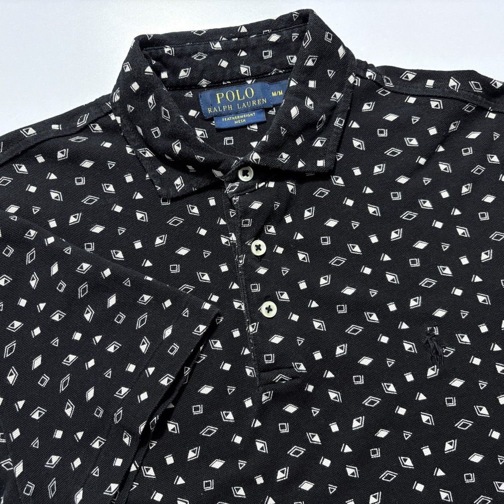 Polo Ralph Lauren Polo Featherweight Mesh Black White Geometric Golf Mens Medium
